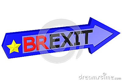 Concept: arrow with the word Brexit. 3D rendering. Stock Photo