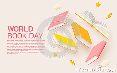 Concept art of book for celebrate world book day Vector Illustration