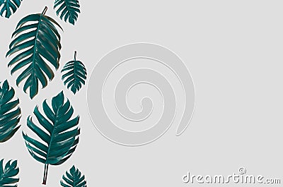 Concept art Minimal background design Leaves monster blue Tropical and leaves in vibrant bold gradient trendy Summer Tropical Leav Stock Photo