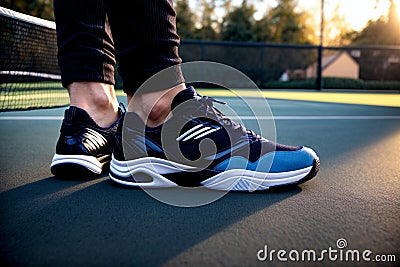 Athletic Elegance A Close Up Snapshot of Realistic Tennis Shoes.AI Generated Stock Photo