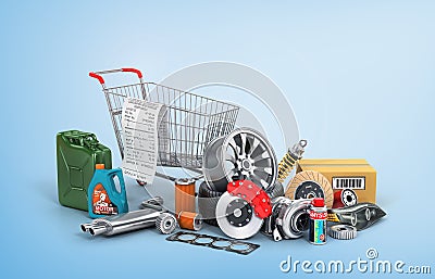 Concept of auto parts shopping. Stock Photo