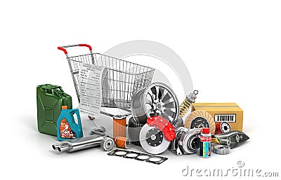 Concept of auto parts shopping. Stock Photo