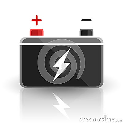 Concept automotive 12 volt car battery design on white background Vector Illustration