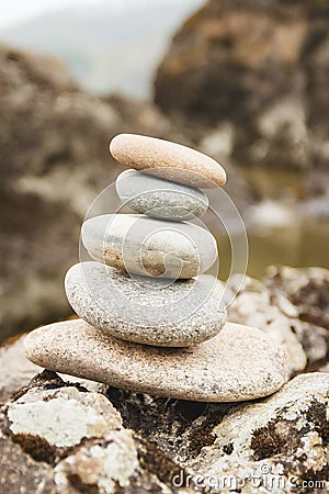 Concept of balance and harmony. rocks on the coast in the nature Stock Photo