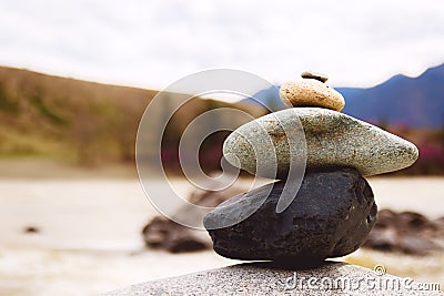 Concept of balance and harmony. rocks on the coast in the nature Stock Photo