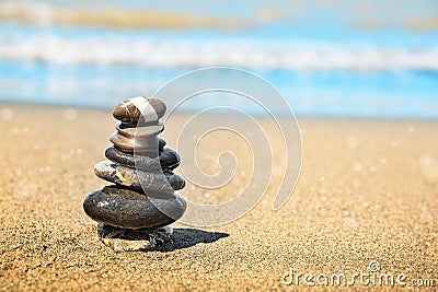 Concept of balance and harmony. Rocks on the coast of the Sea in the nature Stock Photo