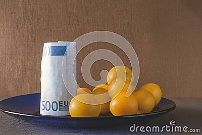 The concept of banking services, the concept of healthy nutrition. Stock Photo