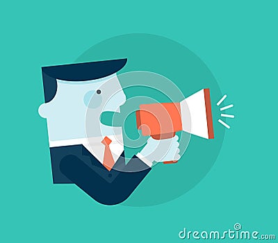 Concept banner of person speaking in magaphone Vector Illustration