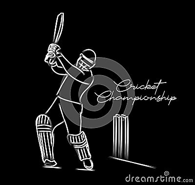Concept of Batsman playing cricket - championship Vector Illustration