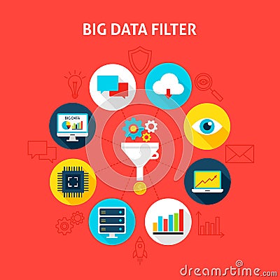 Concept Big Data Filter Vector Illustration