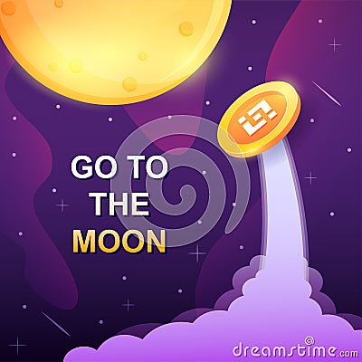 Binance, exchange platform crypto with token vector go to the moon Vector Illustration
