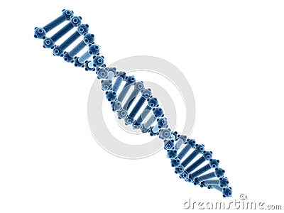 Concept of biochemistry with dna molecule isolated in white background, 3d rendering Stock Photo