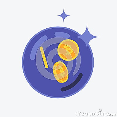 Concept of bitcoin bubble balloon with bitcoin symbol as vector illustration Cartoon Illustration