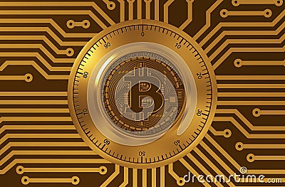 Concept Of Bitcoin Like A Electronic Security Lock Stock Photo