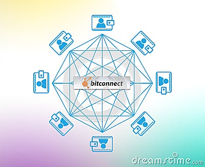 Concept of Bitconnect Coin, a Cryptocurrency blockchain platform Stock Photo