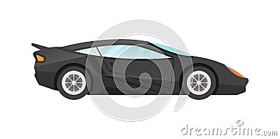 Sticker of black sportcar on white background Vector Illustration
