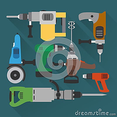 Concept builders tools modern flat background Vector Illustration