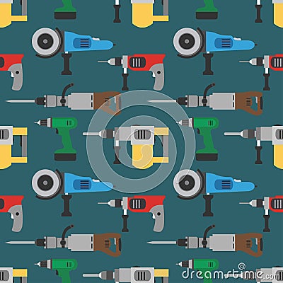 Concept builders tools seamless modern flat background Vector Illustration