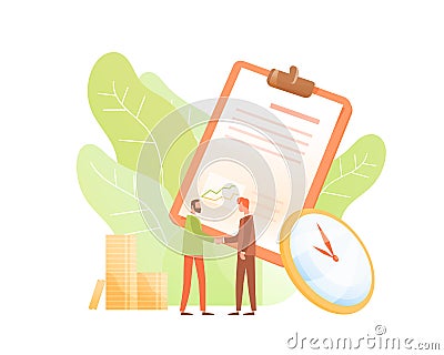 Concept of business agreement, partnership, cooperation. Businessmen shaking hands. Successful investment plan. Flat Vector Illustration