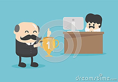 Concept business chief businessman gives the reward to the successful businessman Vector Illustration