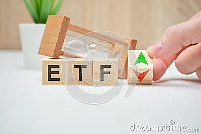 Concept business etf concept on wooden cubes Stock Photo