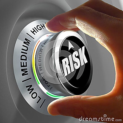 Concept of a button adjusting or minimizing potential risk Cartoon Illustration