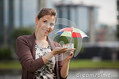 Concept of buying and insuring real estate. Stock Photo