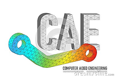 Concept of CAE , or Computer aided engineering used for virtual testing in engineering field Cartoon Illustration