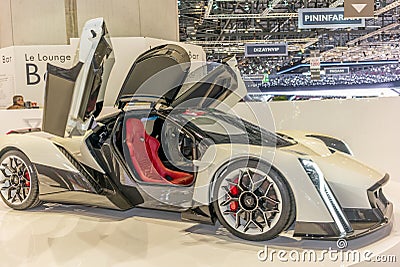 Concept car at the Dendrobium stand at the Geneva International Motor Show Editorial Stock Photo