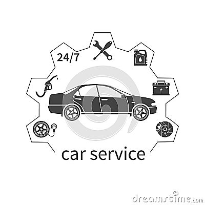Concept car service. Vector Illustration