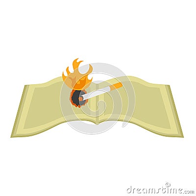 Concept causes of fire, book lighted up from cigarette Vector Illustration