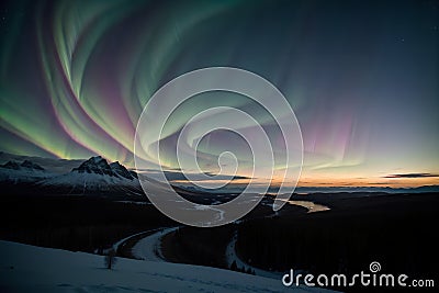 Celestial Spectacle Capturing the Mesmerizing Northern Lights.AI Generated Stock Photo