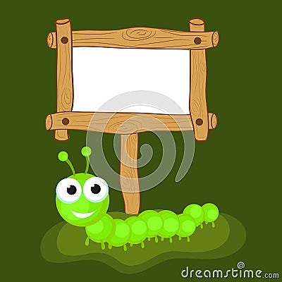 Concept of centipede with blank wooden board. Stock Photo