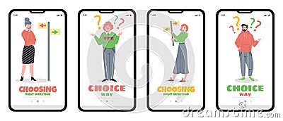 Concept choice of directions, life dilemma, decision making in flat style Vector Illustration