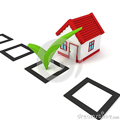 Concept choice of house with check box Stock Photo