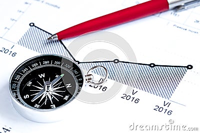 Concept of choice way in business compass top view Stock Photo