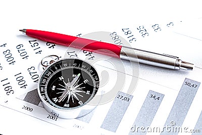 Concept of choice way in business compass top view Stock Photo