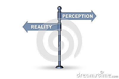 Concept of choosing perception or reality Stock Photo