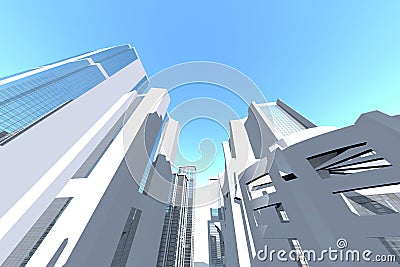 Concept on Clean White City 3D Stock Photo