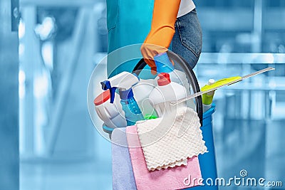 Concept of cleaning the premises and providing home services Stock Photo