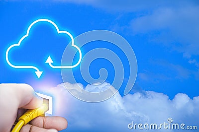 Concept Cloud system, secure online system Cost saving, easy to use and fast Stock Photo