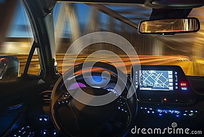 Concept of the cockpit of an autonomous car Stock Photo