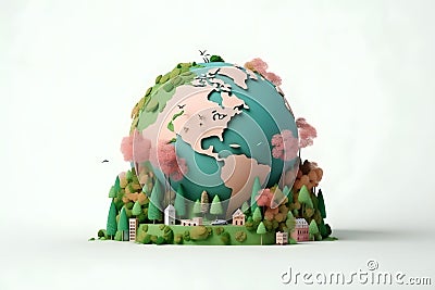 Concept of coexistence with nature. Earth day. green environmen. Stock Photo