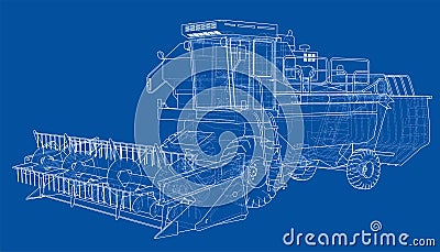 Concept combine-harvester. Vector rendering of 3d Vector Illustration