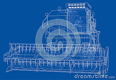 Concept combine-harvester. Vector rendering of 3d Vector Illustration