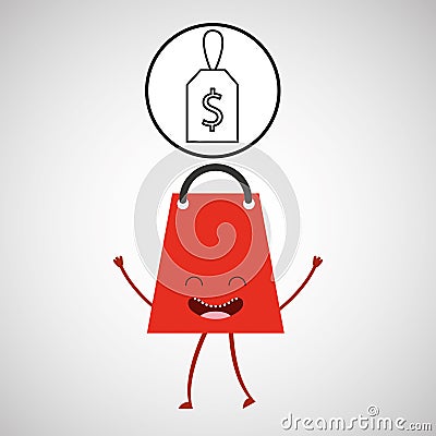 Concept commerce bag gift with money sign Vector Illustration