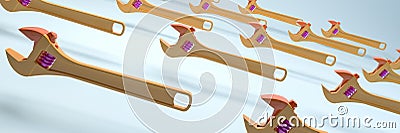 concept complement and mechanic workshop tools Cartoon Illustration