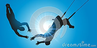 Number of trapeze in duo, in a circus show Vector Illustration