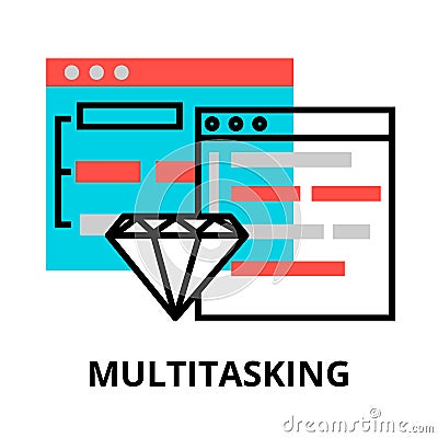 Concept of computer multitasking icon Vector Illustration