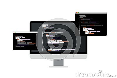 Concept of computer programming or developing software or game Vector Illustration
